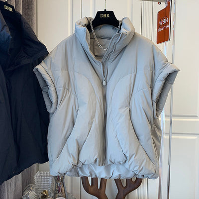 Neploe Stand Neck Solid Color Sleeveless Parkas 2022 Korean Autumn Chic Loose Casual Cotton Zipper Design Sense Vest Jacket