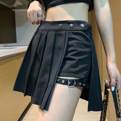 E Girl Harajuku Gothic Women's Skirt Y2K Goth Aesthetic Cosplay Shorts Miniskirts Streetwear High Waist Plaid Pleated Skirt