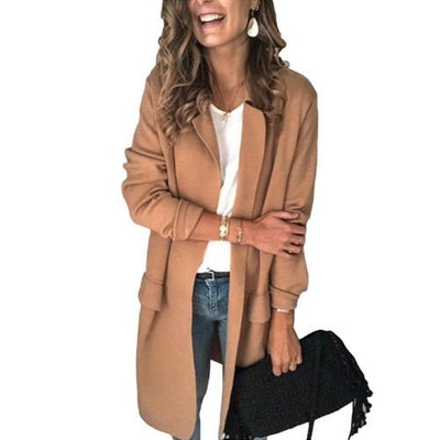 Office Lady Blazer Women Autumn Long Sleeve Suit Coat Solid Color Slim Fits Jacket Outerwear For Business