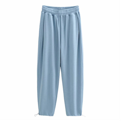 LUNDUNSHIJIA 2022 Spring Summer Ladies Fashion Loose Candy Colors Trousers Women&#39;s Drawstring Cotton Sweatpants 8 Colors