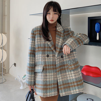 Tweed Winter Female Autumn Coat Jacket Windbreaker Parka Women PLAID Woolen Coat Capes Cape Overcoat Cloak Warm Women's Clothing