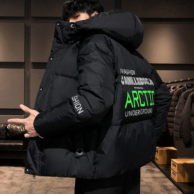 Men's Coat Winter Korean Style Cotton-padded Jacket Personality Trend Loose Thick Handsome Youth Warm Solid Color Outwear