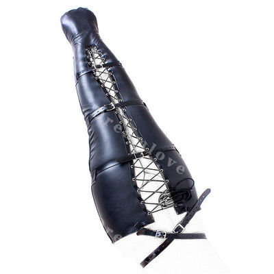 Kinky Female Leather Lace Up Leg Binders Leggings Half Body Sack Fetish Restraint Mummy Role Play Halloween Costumes