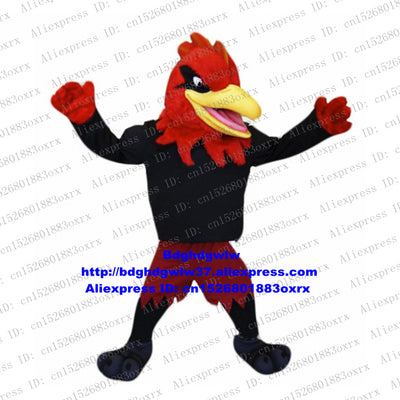 Black Red Long Fur Roadrunner Geococcyx Eagle Hawk Bird Mascot Costume Cartoon Character Tourist Routine Press Briefing zx2459