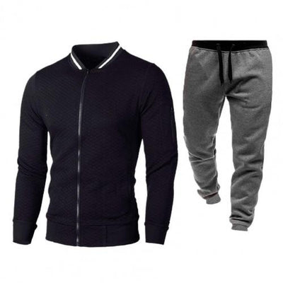Contrast Color Pants Suit Men Outfits Anti-shrink Zipper Jacket Coat Suit Drawstring Sweatpants Two-piece Set for Men Tracksuits