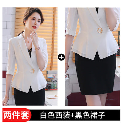 Summer Half Sleeve Fashion Suit Skirt Business Women&#39;s Clothing Shower Shop Work Clothes Office Formal Suit Professional Skirt S