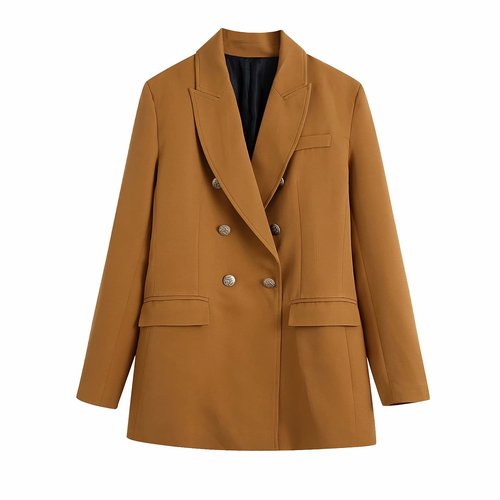 Blazer Jacket Women and American Double-breasted Color Wild Loose Mid-length Blouse New Elegant Clothes for Fall/winter 2022