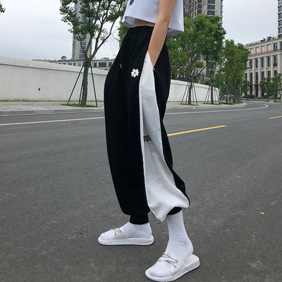 Loose fashionable high-waisted trousers women 2022 new style Korean student wide-leg leggings pants slimming sports casual pants