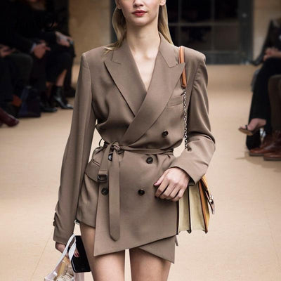 Early Autumn 2022 New Women&#39;s Versatile Double Breasted Lace Up Slim Long Sleeve Suit Coat for Women Runway Designer Blazer