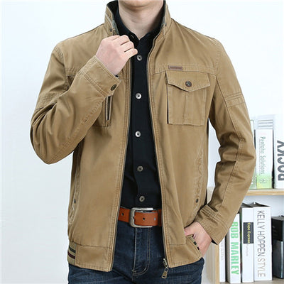 Spring and Autumn Mens Safari Jacket Cotton Loose Casual Tooling Coat Dad Overcoats Middle-aged Mens Jackets and Coat Brand A662