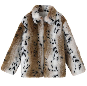 New Women's Thick Warm Parka Coat Faux Fur Long Sleeve Leopard Hot Outwear H3