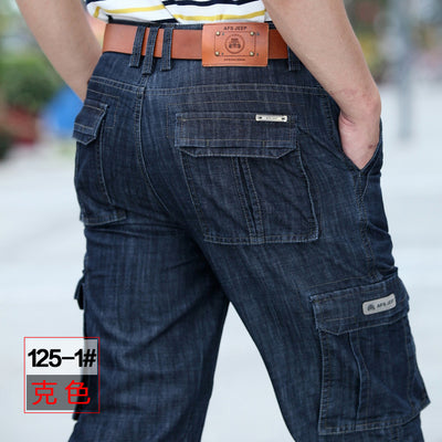 Men Big Size 29-40 42 Casual Military Multi-pocket Jeans Male Clothes 2021 New High Quality