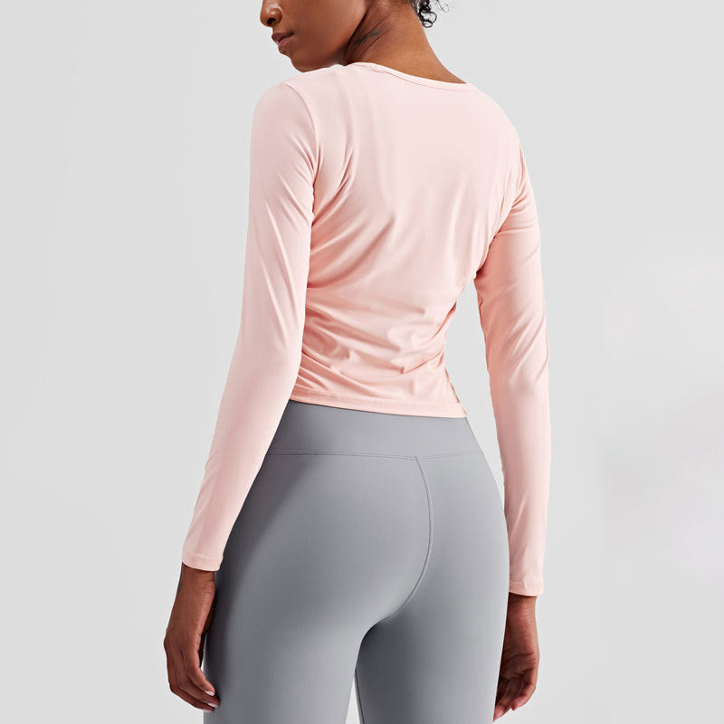 HGC Yoga Top Women&#39;s Long Sleeve Gym Sport Shirts High Elastic Naked Feel Workout Clothes Running Slim Quick Dry Fitness Blouse