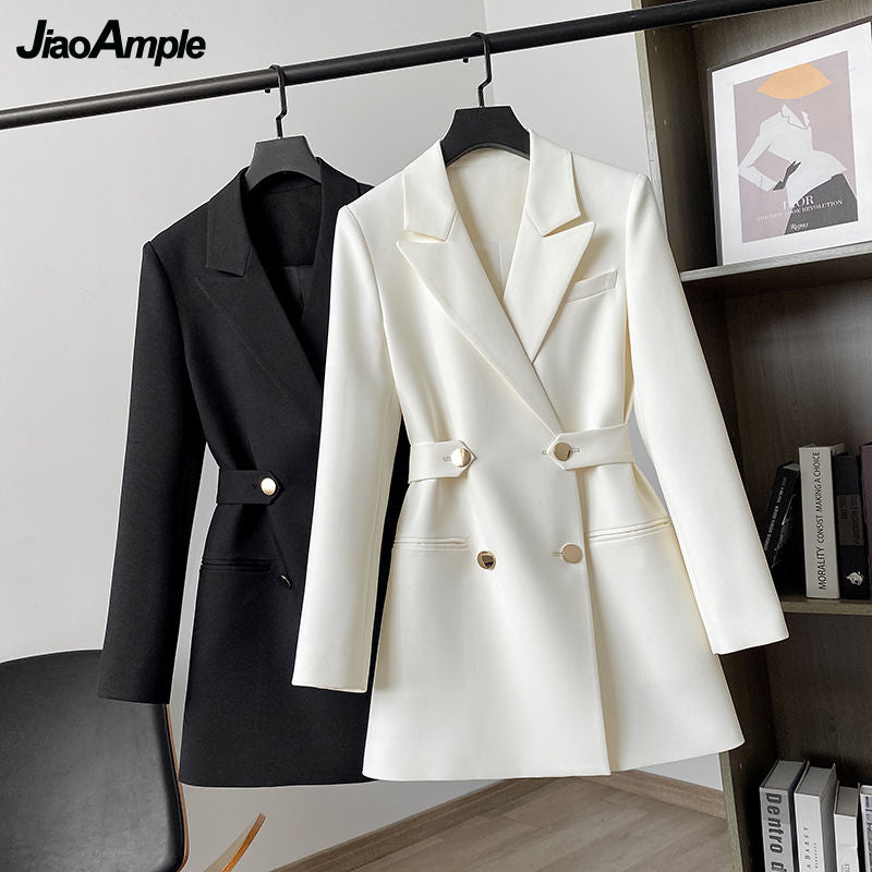 Women&#39;s Spring Autumn Blazer Office Lady Elegant Solid Double Button Suit Coats 2022 New Jacket Female Graceful Work Clothing