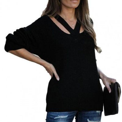 Loose Casual Ladies Long Sleeve Solid Color Autumn Sweater Daily Wear