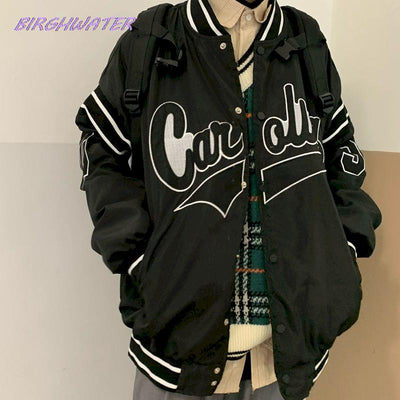 Korean Women Coats Spring 2022 High Streetwear New Autumn Jacket Harajuku Port Style Baseball Uniform Couple Loose BF Jackets