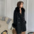 Elegant Style classic Korean female Warm Double Breasted Mini Wool Jacket Lady Fur Coats With Belt