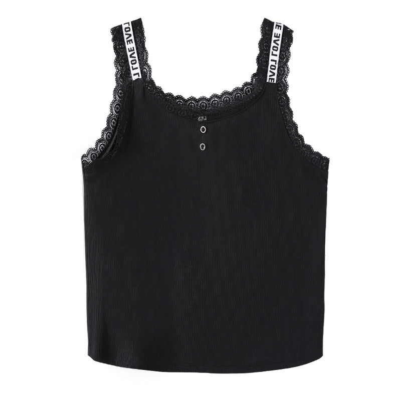 Summer Autumn 4XL To 10XL Extra Large Size Women&#39;s Camisoles Lace Trim Tank Tops Black Intimates for Ladies T61136