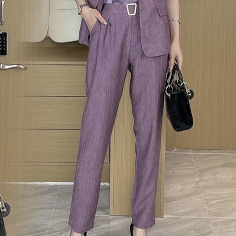 2022 Autumn Women&#39;s Purple Simple Blazer Work Office Ladies Suit Blazer Coat Fashionable Professional Suit Three-piece Suit E144