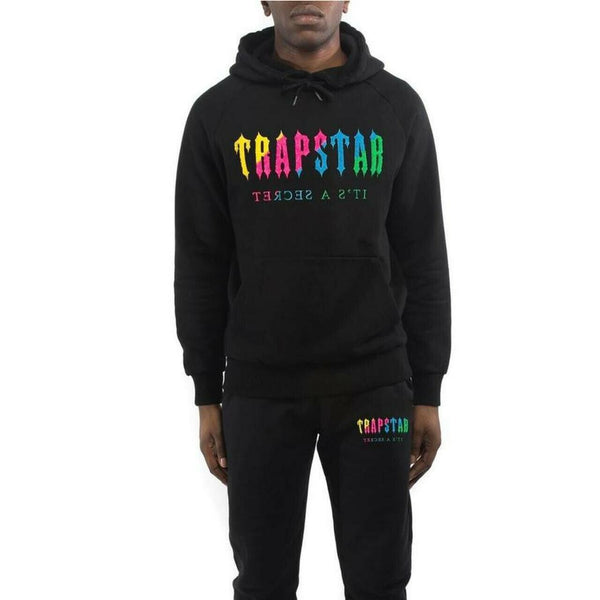 TRAPSTAR CHENILLE DECODED HOODED TRACKSUIT - BLACK / CANDY REVOLUTION EDITION