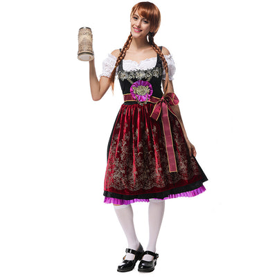 Ladies Renaissance Oktoberfest Costume Bavaria Beer Girl Dress French Wench Outfit