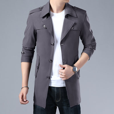Brand Spring Autumn Men Trench Coats Superior Quality Buttons Male Fashion Outerwear Jackets Windbreaker Plus Size 3XL