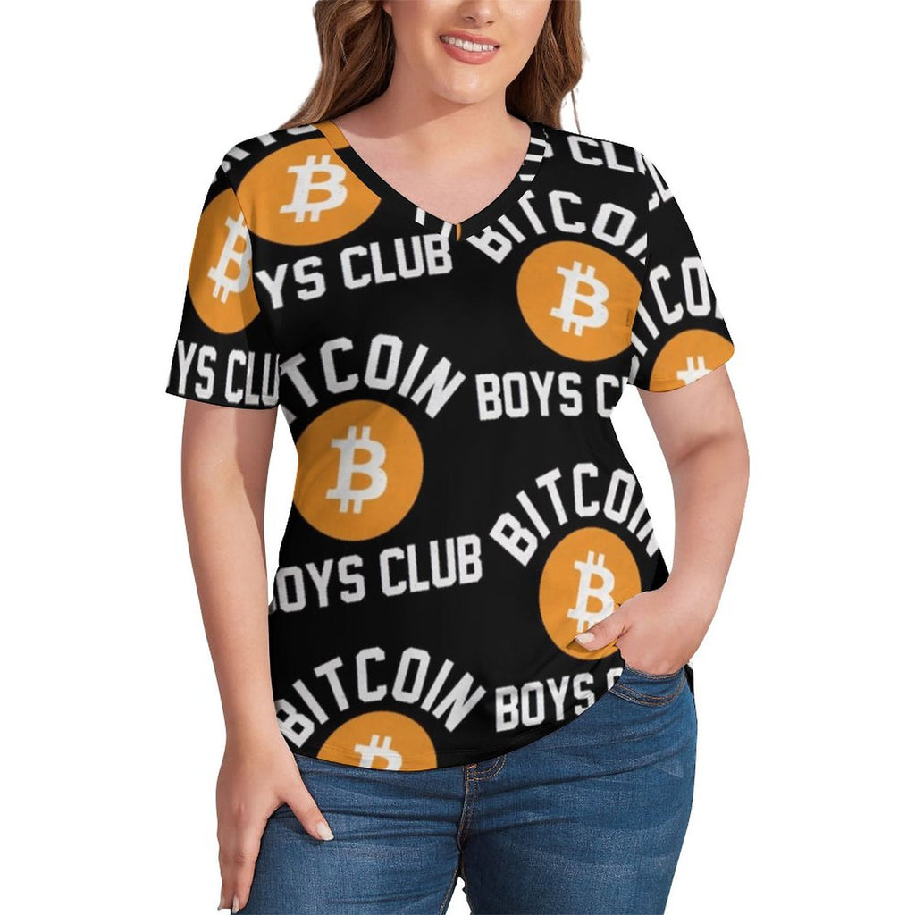 Crypto  T-Shirts Coin Blockchain Street Wear V Neck T Shirt Short-Sleeve Modern Plus Size Tees Pattern Tops Birthday Gift
