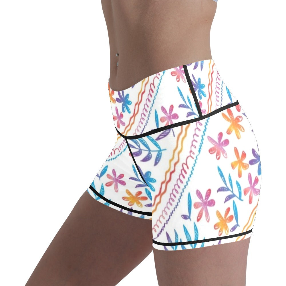 Casual Flower Digital 3D Printing Ladies Leggings High Waist Seamless Tight Yoga Shorts Women Fitness Shorts Base Tight Pants