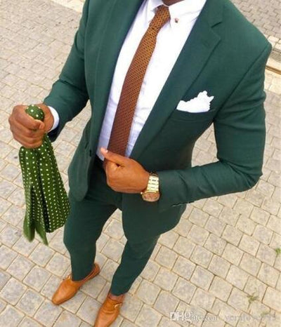 2021 Top Selling Green 2pieces Men Suit Groom Tuxedos Custom Made Wedding Best Blazer For Man (Jacket+Pants+Tie+Hankerchief)