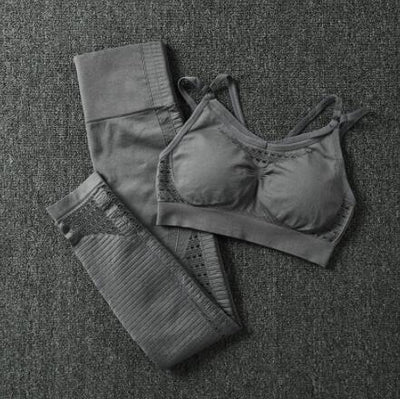 Yoga Set Women Bra Leggings Seamless Fitness Gym Workout Sexy Sports Suits Clothing Sportswear Padded Push-Up