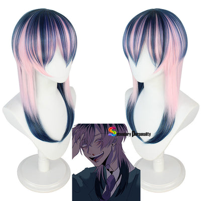 Anime Tokyo Revengers Haitani Rindou Blue Purple Long Cosplay Wig Heat Resistant Halloween Party Role Paly Wigs + Free Wig Cap