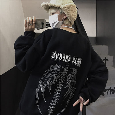 Skeleton Pullover White Tops Yk2 Winter Women's Clothing Goth Oversized Hoodie Streetwear Hip-hop Unisex High Street Sweatshirts