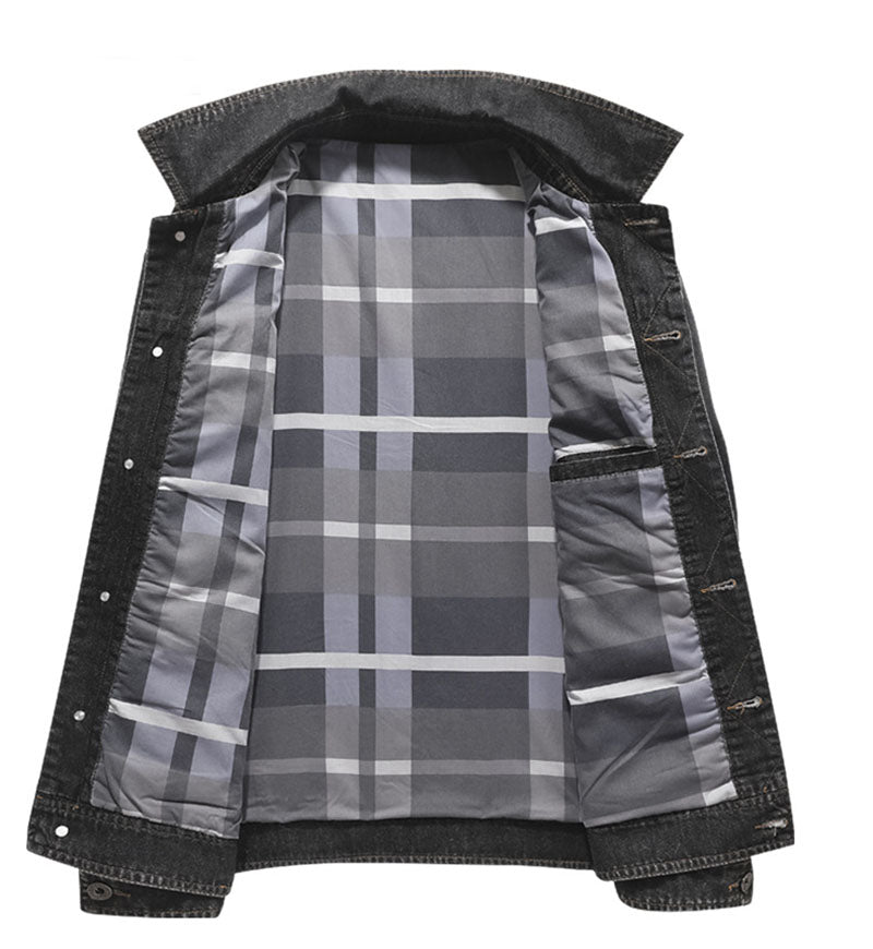 Mcikkny Men Classic Casual Denim Jackets Spring Autumn Loose Fit Jean Coats Black Blue Clothing Plus Size 5XL