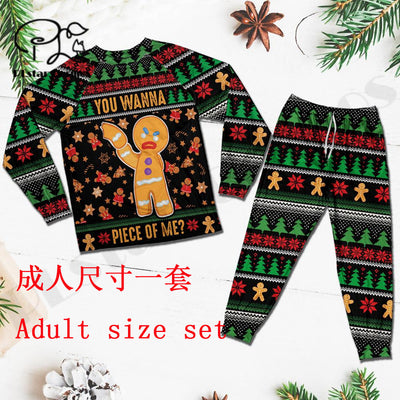 PLstar Cosmos 3DPrinted 2021Newest Parent-Child Outfit Christmas Family Wear Unique Unisex Funny Harajuku Sweatshirt+Pants -2
