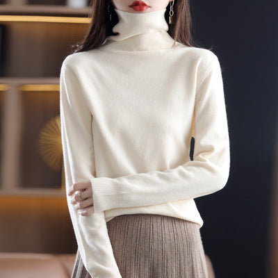 New Autumn And Winter High Neck Women&#39;s Sweater 100 Pure Wool Long-Sleeved Knitted Bottoming Shirt Loose Pullover Korean Sweater