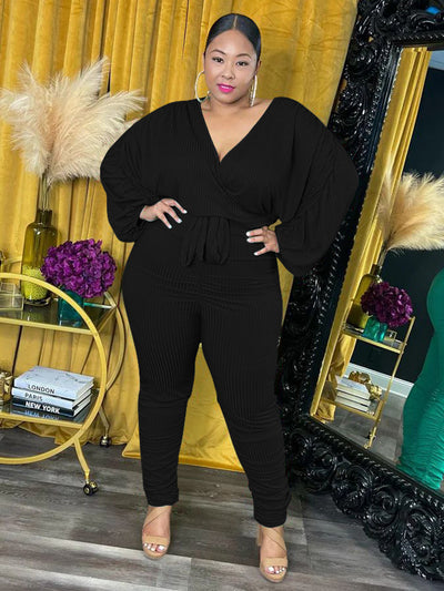 Wmstar Plus Size Women Clothes Jumpsuit Fall Clothes Solid Solid Sexy V Neck Office Lady Romper Leggings Wholesale Dropshipping