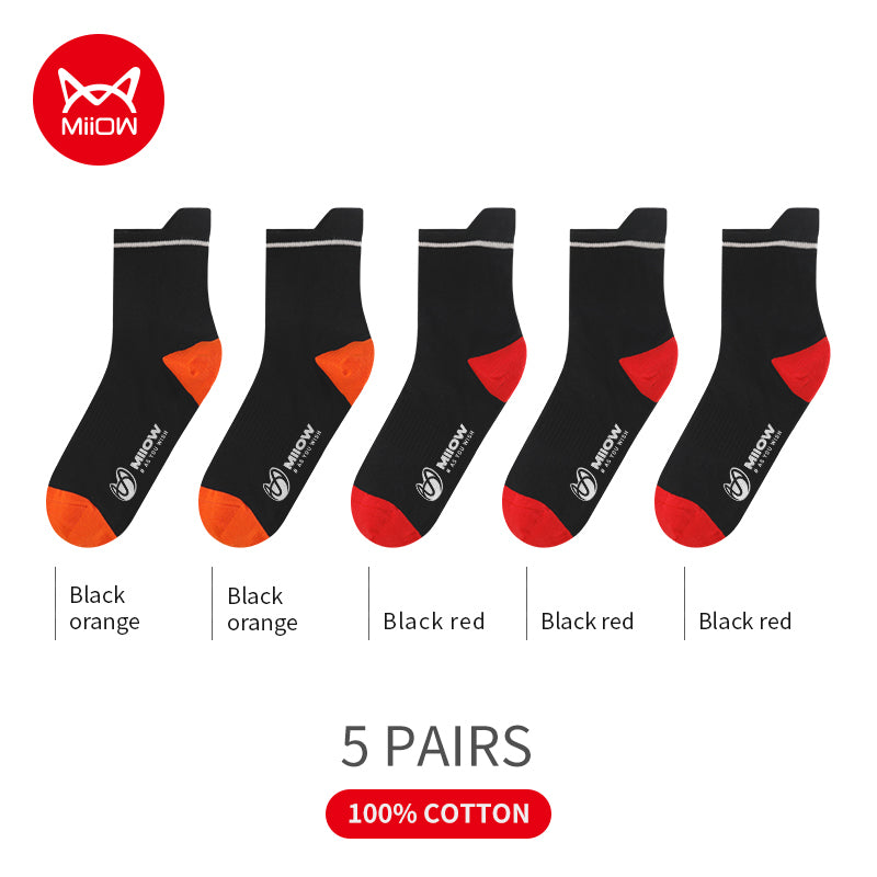 5 Pairs/Lot Miiow 99% Cotton Men Socks Casual Dress Socks Contrasting Color Design Warm Long Male Colorful Socks For Man Gift