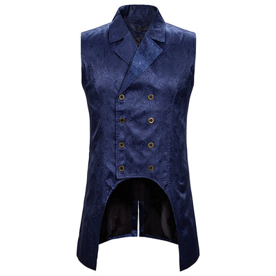 Black Steampunk Vest Men Brand New Mens Double Breasted Paisley Waistcoat Men Cosplay Tailcoat Stage Costume Chaleco Hombre XXL