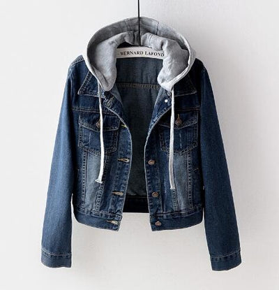 Spring Denim Jacket Women Hoodie Boyfriend Jean Coat Streetwear Vintage Autumn Harajuku Basic Outerwear ED463