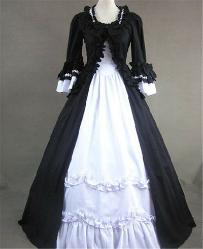 Vintage Women Lolita Dress Black White Pink Victorian Ball Gown