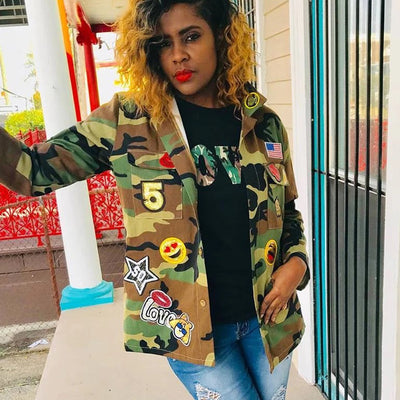 Plus Size Women&#39;s Winter Jacket Camo Patchwork Button Coat 2022 Autumn Female Baseball Jacket Lady Fall Casual Wholesale Clothes